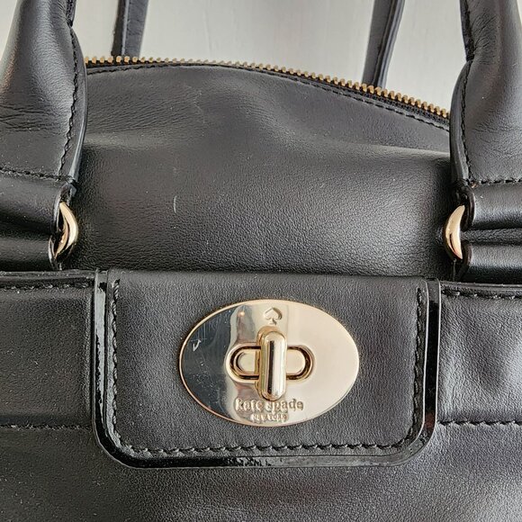 Authentic Kate Spade Hampton Road Janie Black Leather Satchel Shoulder Bag Purse - Picture 11 of 14
